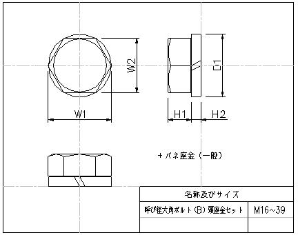呼び径六角ボルト（B）頭座金セット